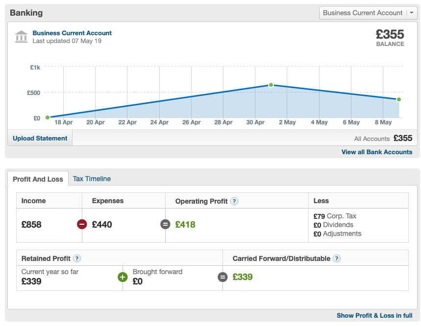 FreeAgent Tax Owed Screenshot