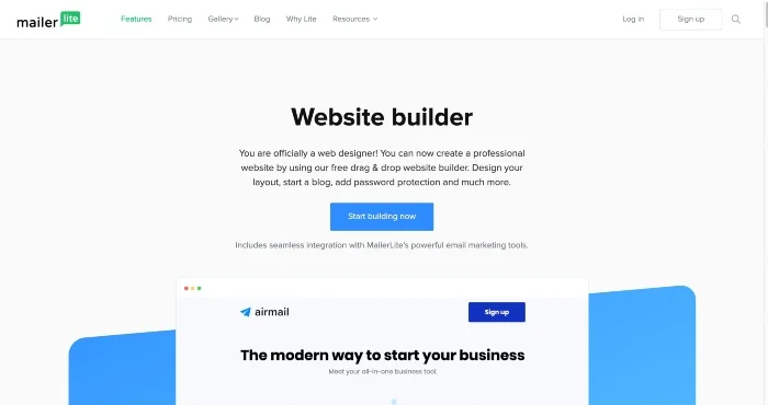 MailerLite website builder review
