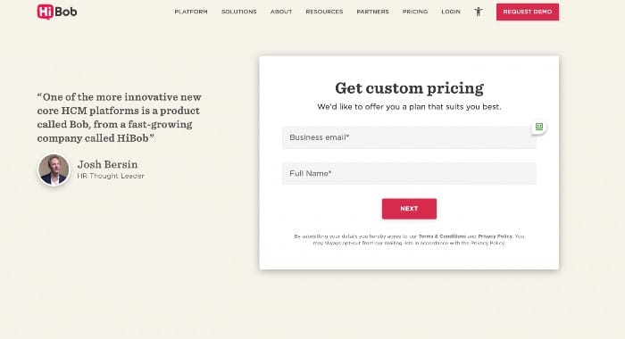 HiBob pricing
